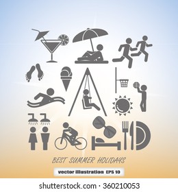 set of icons of summer vacation