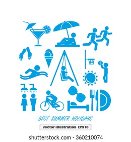 set of icons of summer vacation