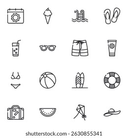 conjunto de ícones ilustração de vetor de verão
