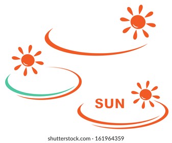 set of icons with sun and white background for text
