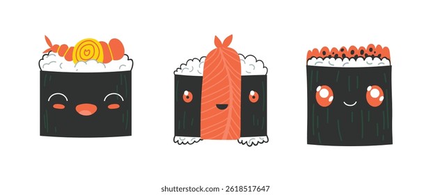 Set Icons Sushi and Sashimi Cute