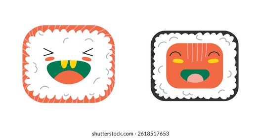 Set Icons Sushi and Sashimi Cute