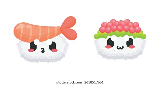 Set Icons Sushi and Sashimi Cute