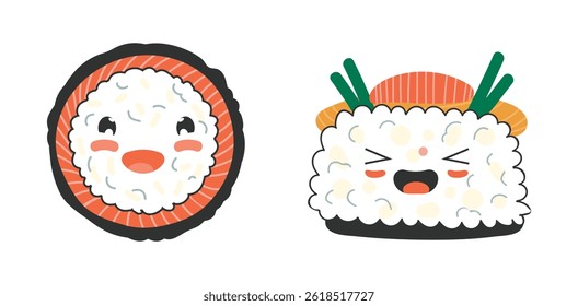 Set Icons Sushi and Sashimi Cute