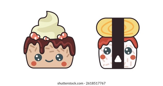 Set Icons Sushi and Sashimi Cute