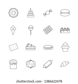 Set icons of sweets. Vector illustration line icons. Food concept