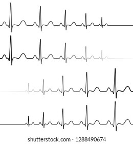 Set of icons a symbol of death and resurrection, vector, symbol heartbeat attenuation and resuming of the heart beats