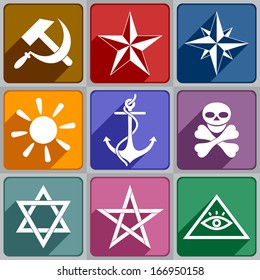 Set of icons symbols of different color.