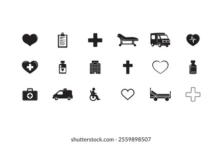 set of icons and symbols. Medical and Healthcare Icon Set