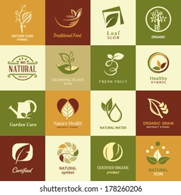 Set of icons and symbols  for nature health and organic