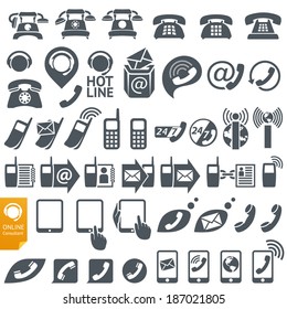 Set Of Icons And Symbols On The Subject Of Communication, Internet And Telephony