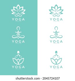 Set of icons and symbols for spa center or yoga studio. Meditation symbol. Zen harmony balance sign. Vector illustration.