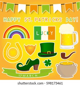 Set of icons symbols of St. patrick's day