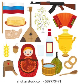 set of icons - symbols and stereotypes about Russia