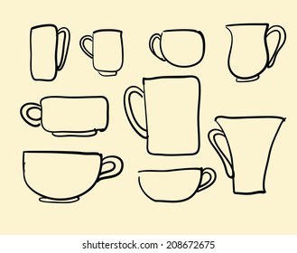 Set icons tea  coffee cups vector illustration