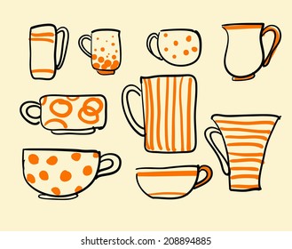 Set icons tea  coffee cups vector illustration