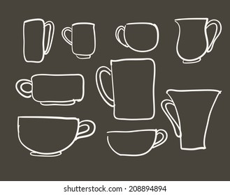 Set icons tea  coffee cups vector illustration