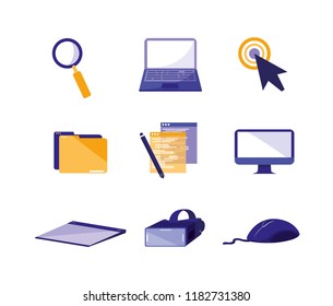 set icons technology isolated icon