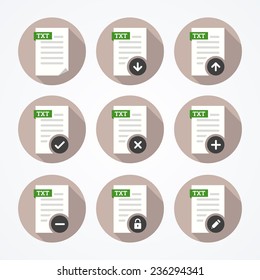 Set of icons for text files. Vector illustration.