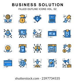 Eine Reihe von Symbolen zum Thema Business Solutions Volume 2 mit Filled Outline-Stil