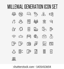 a set of icons themed about the millennial generation