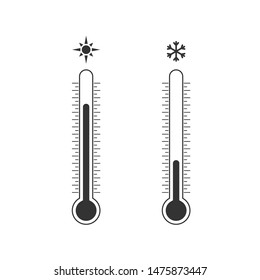 Set of icons of the thermometer. Flat design.