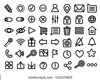 Set Of Icons In Thick Line Style. App Interface Icons.