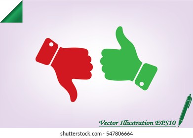 set of icons: thumb up, thumb down  vector illustration eps10. Isolated badges for website or app - stock infographics.