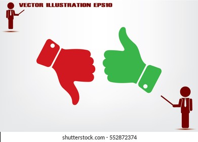 set of icons: thumb up, thumb down  vector illustration eps10. Isolated badges for website or app - stock infographics
