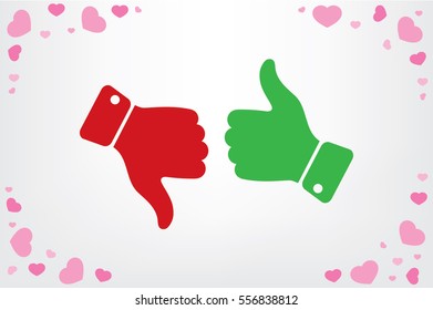 set of icons: thumb up, thumb down  vector illustration eps10. Isolated badges for website or app - stock infographics.