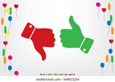 set of icons: thumb up, thumb down  vector illustration eps10. Isolated badges for website or app - stock infographics.