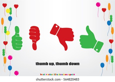 set of icons: thumb up, thumb down  vector illustration eps10. Isolated badges for website or app - stock infographics.