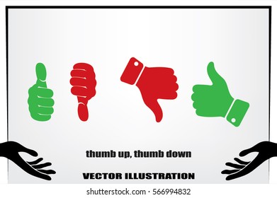set of icons: thumb up, thumb down  vector illustration eps10. Isolated badges for website or app - stock infographics.