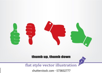set of icons: thumb up, thumb down  vector illustration eps10. Isolated badges for website or app - stock infographics.