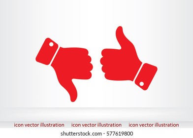 set of icons: thumb up, thumb down  vector illustration eps10. Isolated badges for website or app - stock infographics.