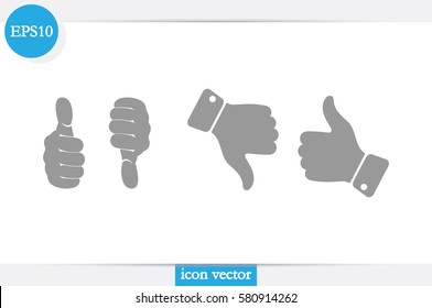 set of icons: thumb up, thumb down  vector illustration eps10. Isolated badges for website or app - stock infographics.