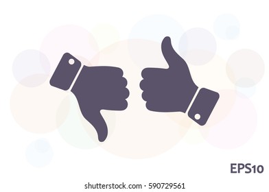 set of icons: thumb up, thumb down  vector illustration eps10. Isolated badges for website or app - stock infographics.