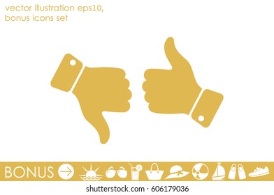 set of icons: thumb up, thumb down  vector illustration eps10. Isolated badges for website or app - stock infographics