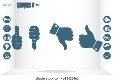 set of icons: thumb up, thumb down  vector illustration eps10. Isolated badges for website or app - stock infographics