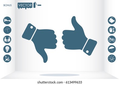 set of icons: thumb up, thumb down  vector illustration eps10. Isolated badges for website or app - stock infographics