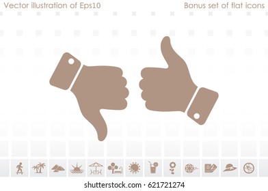 set of icons: thumb up, thumb down  vector illustration eps10. Isolated badges for website or app - stock infographics