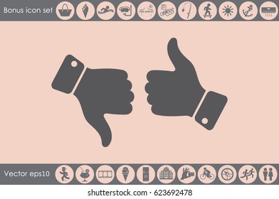 set of icons: thumb up, thumb down  vector illustration eps10. Isolated badges for website or app - stock infographics