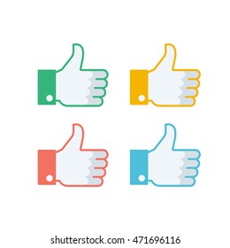 Set of icons Thumb up. Isolated, white background. Vector, illustration