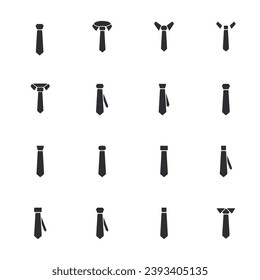 set of icons tie isolated on white