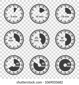Set of icons set of timers on a transparent background. Vector illustration.