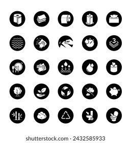 Set iconos para papel higiénico, servilletas, toallitas y otros productos de higiene. Ilustración vectorial. Aislado sobre fondo blanco. Se puede utilizar en el anuncio, promoción, paquete, etc. EPS10.