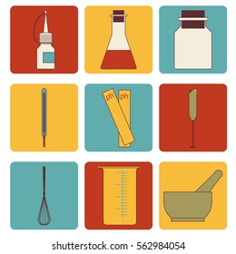 set icons tools for craft soap creation