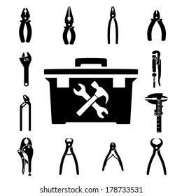 Set of icons of tools on white background