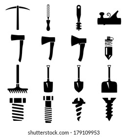 Set of icons of tools on white background
