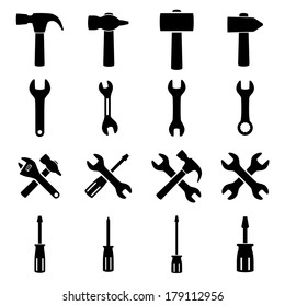 Set of icons of tools on white background